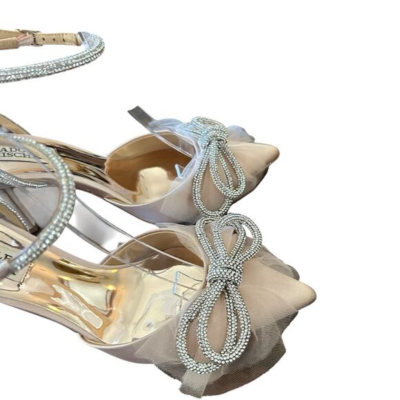 Badgley Mischka Sacred Embellished Bow Ankle Strap Pumps Wedding Formal NEW 6 - Picture 5 of 13